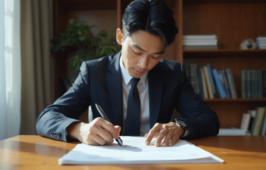 중대재해처벌법 2025년 개정안 핵심 변화 요약 보고하는 변호사 이미지